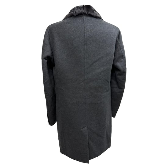 Burberry Pelzkragenmantel aus grauer Wolle - Image 3