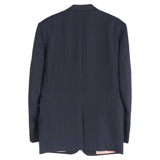 Ermenegildo Zegna gestreiftes, einreihiges Blazer- und Hosen-Set aus marineblauer Wolle - Image 2