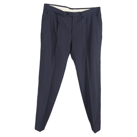 Ermenegildo Zegna gestreiftes, einreihiges Blazer- und Hosen-Set aus marineblauer Wolle - Image 3