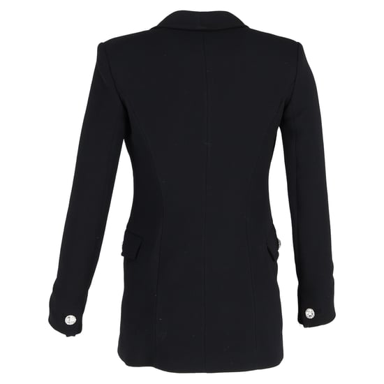 Alessandra Rich zweireihiger Blazer mit Kristallknöpfen aus schwarzer Wolle - Image 3