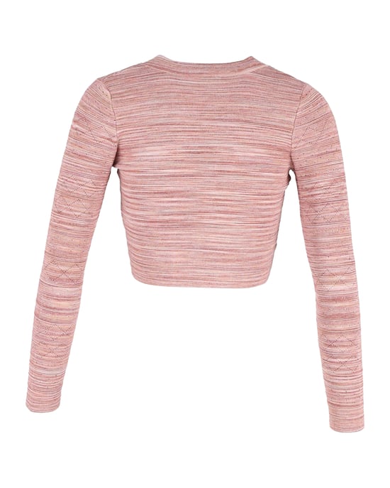 Sandro Gestreifter, kurzer Cardigan aus rosa Viskose - Image 3