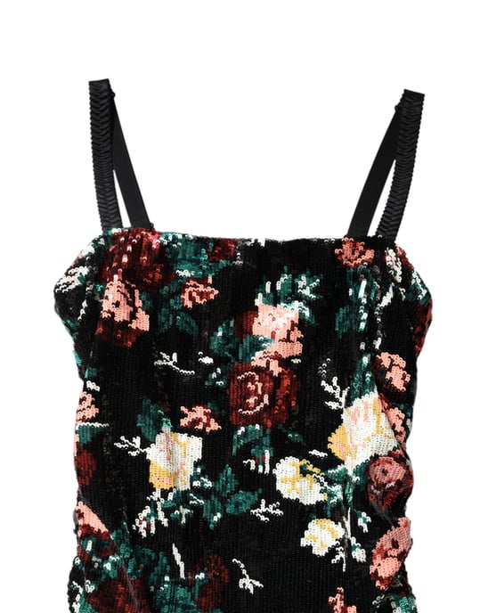 Pailletten Mini Kleid mit floralem Druck - Image 6