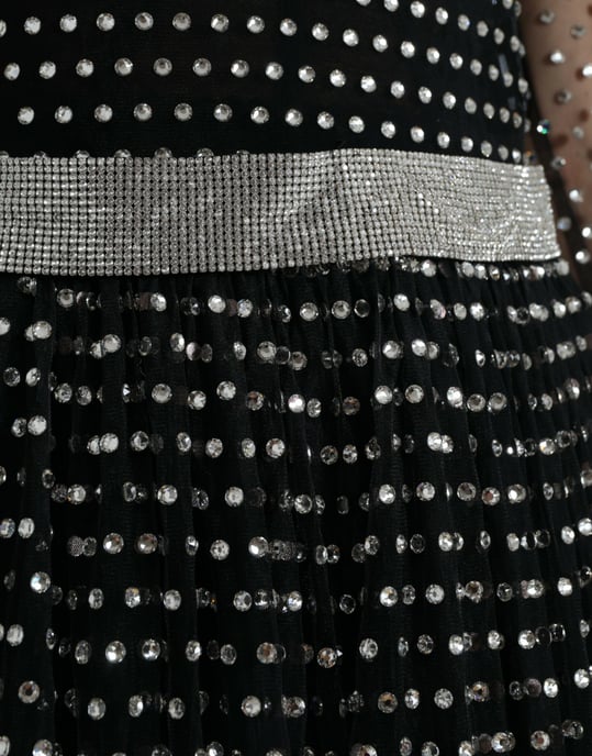 Verzierte Netz-Gala mit langen Ärmeln A-Linie Kleid - Image 4