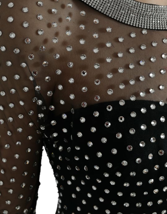 Verzierte Netz-Gala mit langen Ärmeln A-Linie Kleid - Image 5