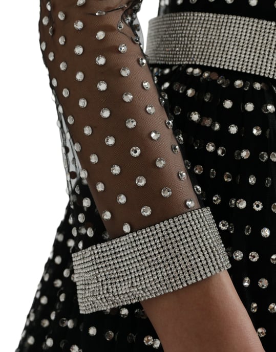 Verzierte Netz-Gala mit langen Ärmeln A-Linie Kleid - Image 6