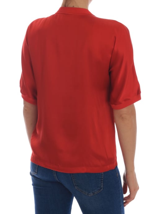 Dolce & Gabbana Women's Red Silk Oranges Floral Crystal Blouse - Image 3