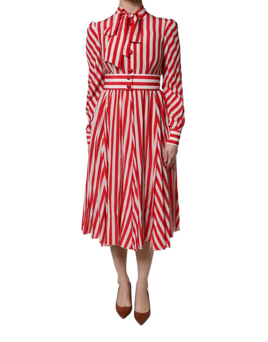 Seidenstreifen-A-Linien-Kleid - Image 2