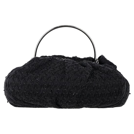 Chanel Tweed Strick-Henkeltasche aus schwarzer Baumwolle - Image 3