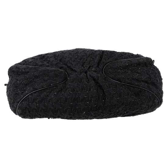 Chanel Tweed Strick-Henkeltasche aus schwarzer Baumwolle - Image 4