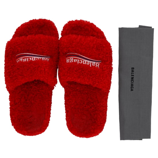 Balenciaga Pelz-Mule mit offenem Schaft aus rotem Polyester - Image 5