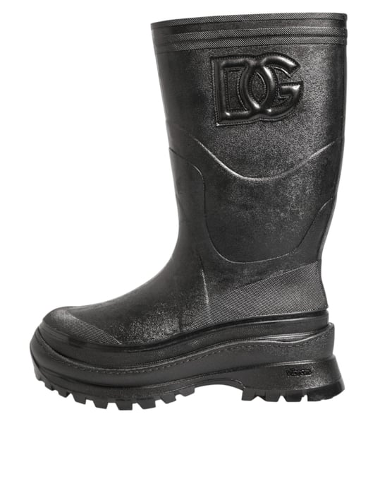 Dolce & Gabbana Metallische Schwarze Gummistiefel Herren Schuhe - Image 2