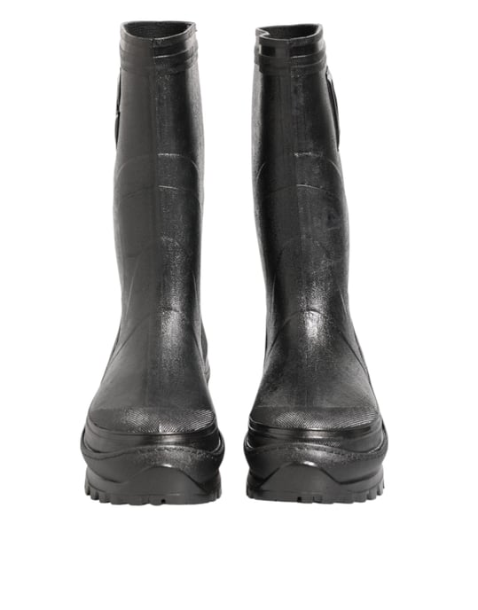 Dolce & Gabbana Metallische Schwarze Gummistiefel Herren Schuhe - Image 3