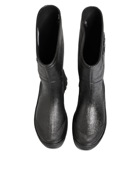 Dolce & Gabbana Metallische Schwarze Gummistiefel Herren Schuhe - Image 4