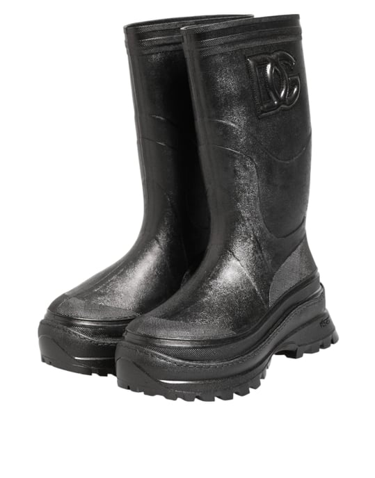 Dolce & Gabbana Metallische Schwarze Gummistiefel Herren Schuhe - Image 5