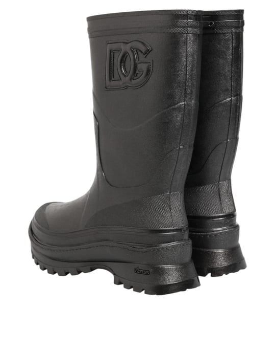 Dolce & Gabbana Metallische Schwarze Gummistiefel Herren Schuhe - Image 6