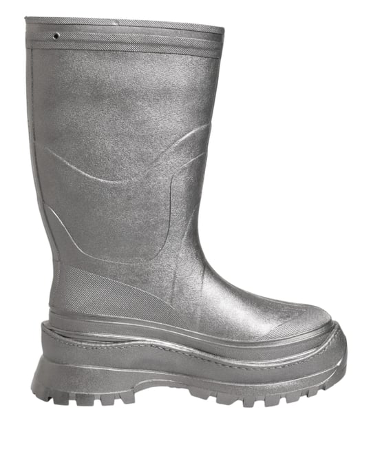 Dolce & Gabbana Metallisch Silberne Gummistiefel - Image 1