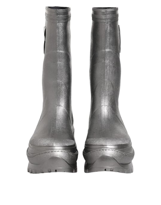 Dolce & Gabbana Metallisch Silberne Gummistiefel - Image 2