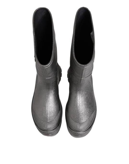 Dolce & Gabbana Metallisch Silberne Gummistiefel - Image 3