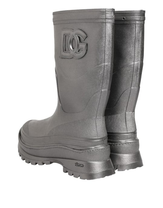 Dolce & Gabbana Metallisch Silberne Gummistiefel - Image 5