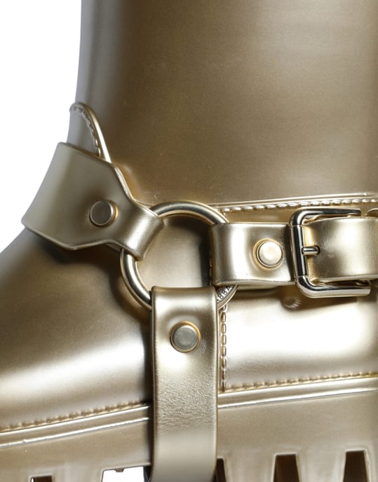 Dolce & Gabbana Metallic Gold Gummi-PVC Regenstiefel - Image 6