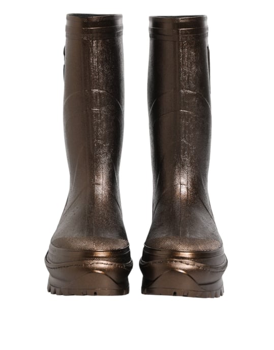 Dolce & Gabbana Metallische Bronze Gummistiefel - Image 3