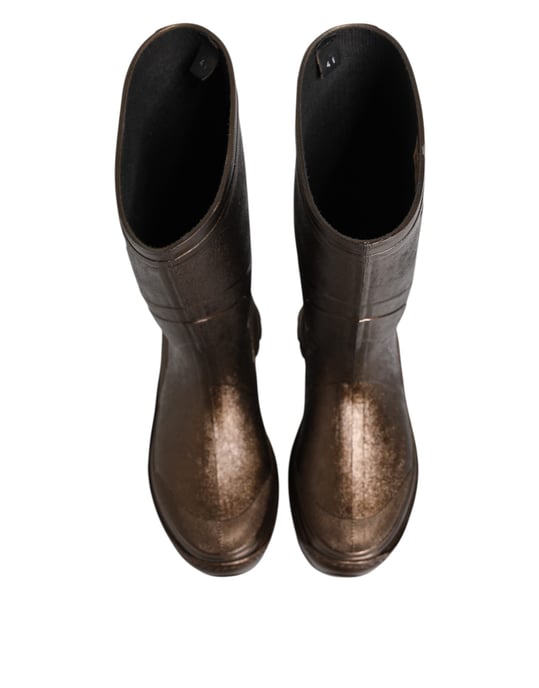 Dolce & Gabbana Metallische Bronze Gummistiefel - Image 4