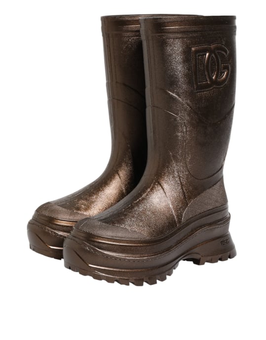 Dolce & Gabbana Metallische Bronze Gummistiefel - Image 5