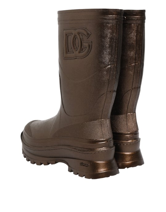 Dolce & Gabbana Metallische Bronze Gummistiefel - Image 6