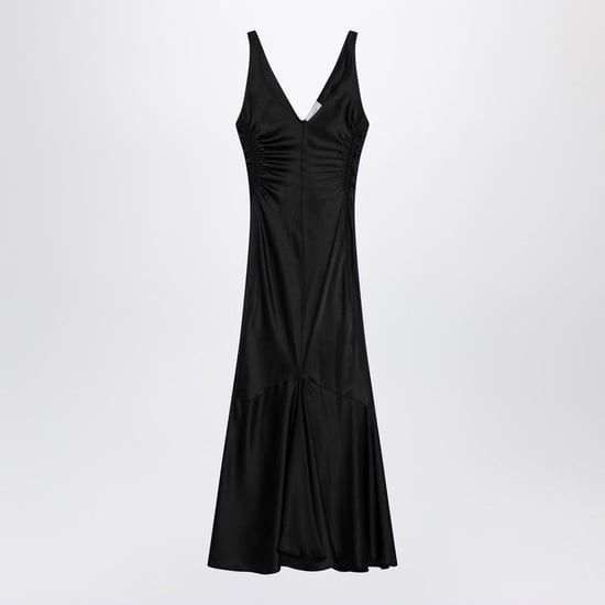Langes schwarzes Satin-Kleid - Image 2
