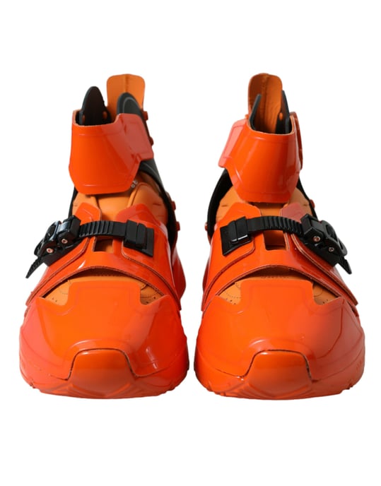 Dolce & Gabbana Orange Mehrfarbige Chunky High-Top-Sneaker Schuhe - Image 2
