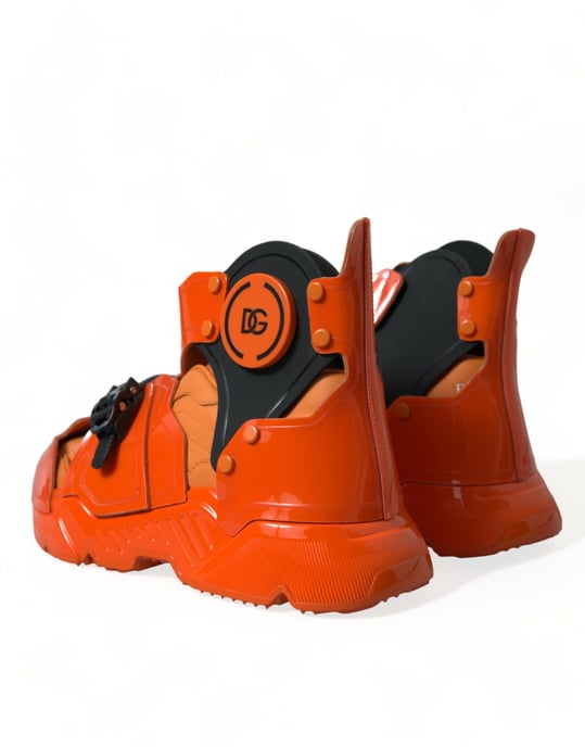 Dolce & Gabbana Orange Mehrfarbige Chunky High-Top-Sneaker Schuhe - Image 4