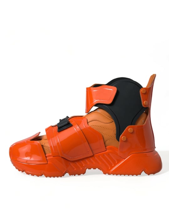 Dolce & Gabbana Orange Mehrfarbige Chunky High-Top-Sneaker Schuhe - Image 5