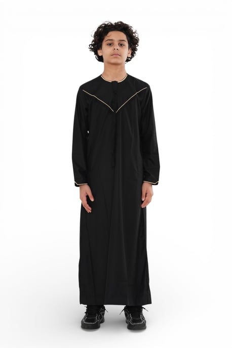 Kinder Jungen Ramadan Schwarze marokkanische Jubba Robe Djellaba Eid Thobe – K-TT-006 - Image 1