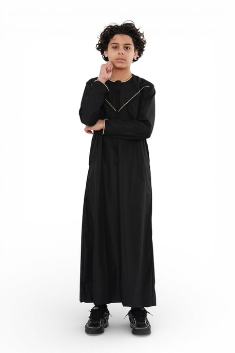 Kinder Jungen Ramadan Schwarze marokkanische Jubba Robe Djellaba Eid Thobe – K-TT-006 - Image 2