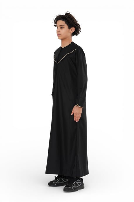 Kinder Jungen Ramadan Schwarze marokkanische Jubba Robe Djellaba Eid Thobe – K-TT-006 - Image 3