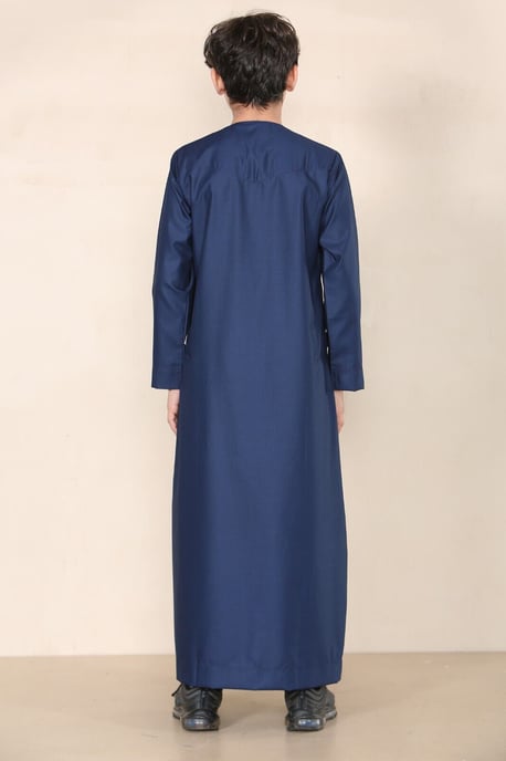 Jungen Kinder Marineblauer Thobe Emirati Jubba Islamische Kleidung Kaftan Eid Schnur Quaste - Image 4