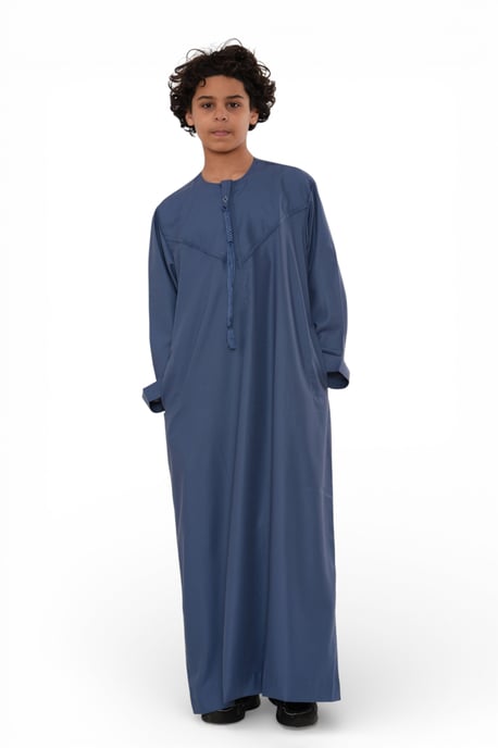Kinder Jungen Eid Blaue marokkanische Jubba Robe Djellaba Ramadan Eid Thobe – K-HM11 - Image 2