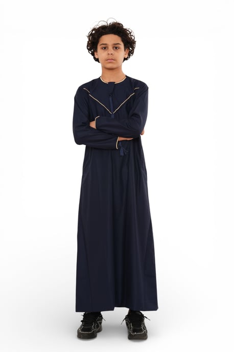 Kinder Jungen Ramadan Marineblau marokkanische Jubba Robe Djellaba Eid Thobe – K-TT-006 - Image 2