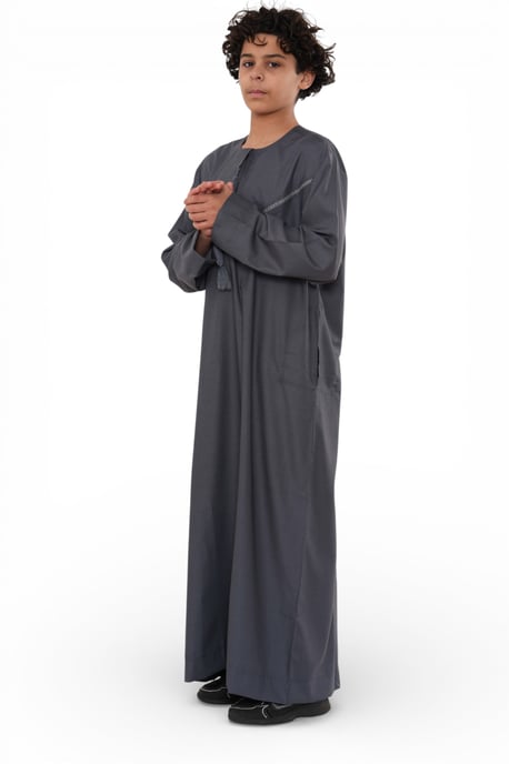 Kinder Jungen Eid Grau Marokkanischer Thobe Robe Djellaba Ramadan Eid Jubba- K-HM10 - Image 2
