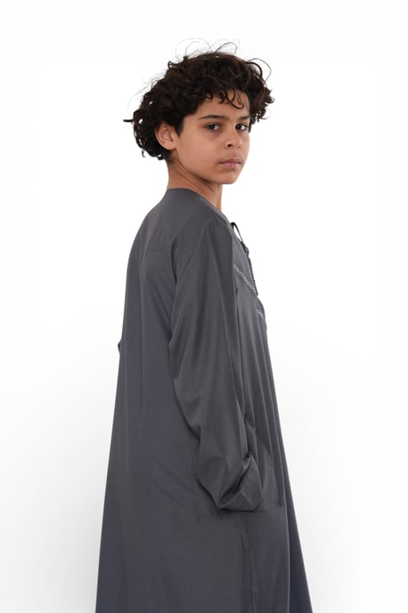 Kinder Jungen Eid Grau Marokkanischer Thobe Robe Djellaba Ramadan Eid Jubba- K-HM10 - Image 4