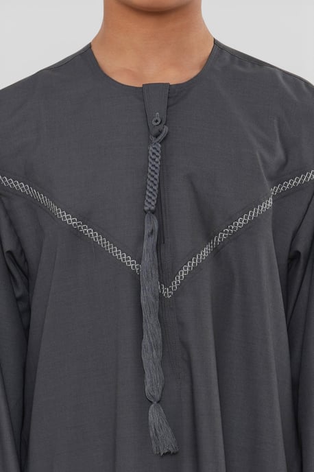 Kinder Jungen Eid Grau Marokkanischer Thobe Robe Djellaba Ramadan Eid Jubba- K-HM10 - Image 5
