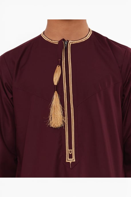 Kinder Jungen Ramadan Burgunderrot Marokkanischer Thobe Robe Emirati Eid Jubba- TT-003 - Image 5