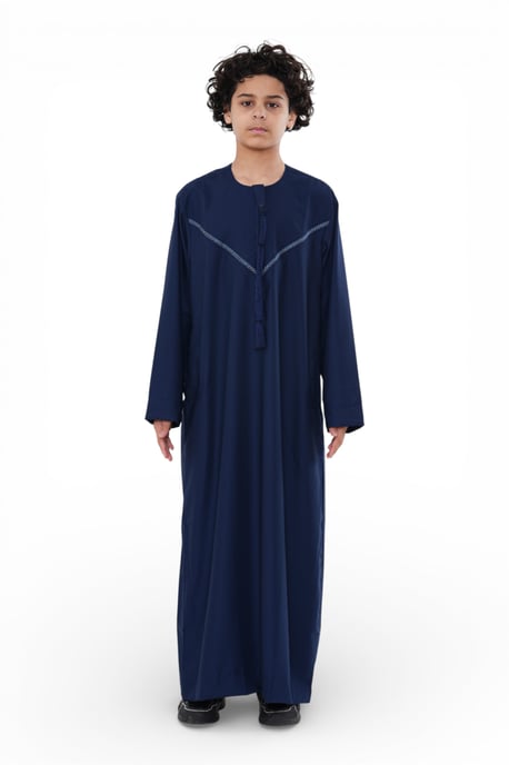 Kinder Jungen Eid Marineblau marokkanische Thobe Robe Djellaba Ramadan Eid Jubba- K-HM10 - Image 1