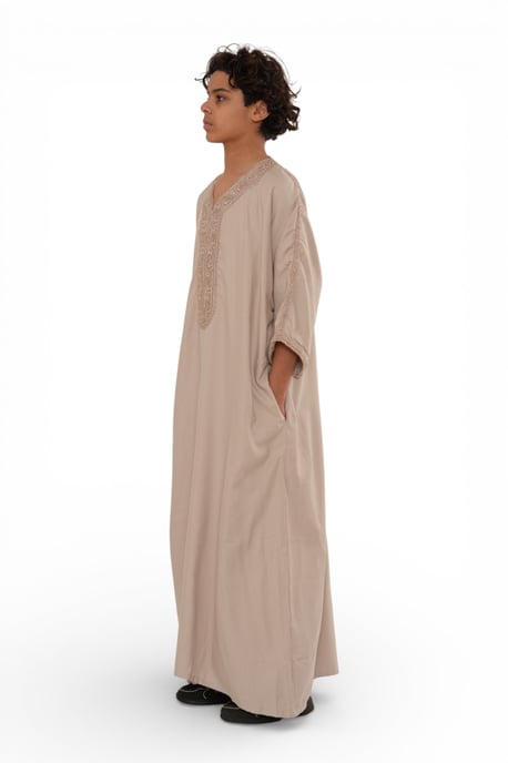 Kinder Jungen Lachs marokkanische Thobe Robe Djellaba Gandoura Eid Jubba- K-HM66 - Image 3