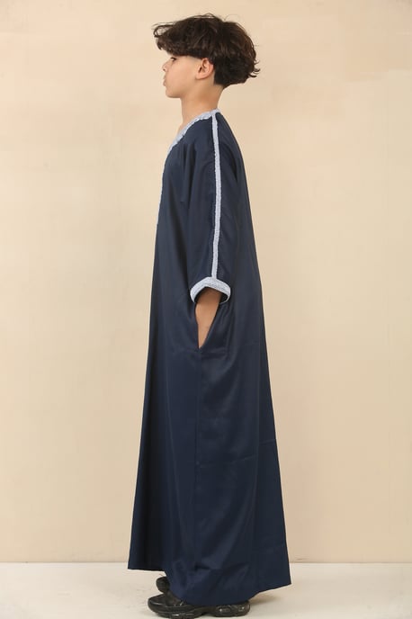 Blaue marokkanische Thobe Jubba-Robe für Kinder, Jungen, Eid Djellaba Gandoura - Image 2