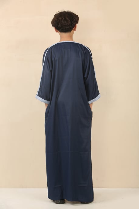 Blaue marokkanische Thobe Jubba-Robe für Kinder, Jungen, Eid Djellaba Gandoura - Image 3
