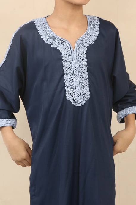 Blaue marokkanische Thobe Jubba-Robe für Kinder, Jungen, Eid Djellaba Gandoura - Image 4