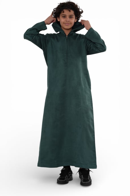 Kinder Jungen Kapuzen-Jubba-Gewand Grün Marokkanisches Eid Ramadan Eid Thobe - K-HM12 - Image 3