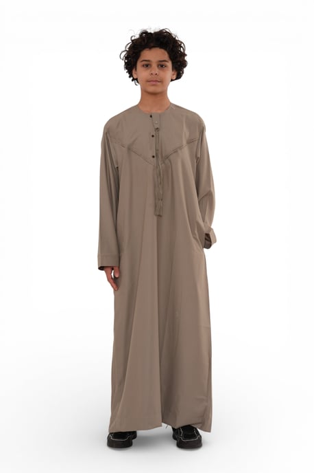Kinder Jungen Eid Beige marokkanische Jubba Robe Djellaba Ramadan Eid Thobe – K-HM11 - Image 1