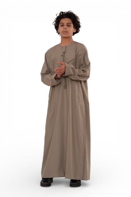 Kinder Jungen Eid Beige marokkanische Jubba Robe Djellaba Ramadan Eid Thobe – K-HM11 - Image 2